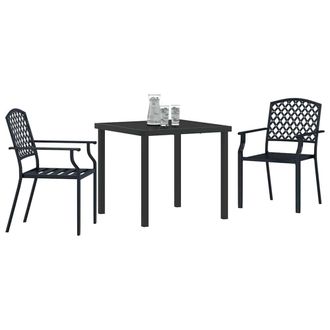 Berkfield Home Stylish 3 Piece Garden Dining Set Anthracite Steel in Black
