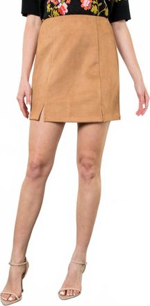 THML Clothing Suede Mini Skirt In Camel