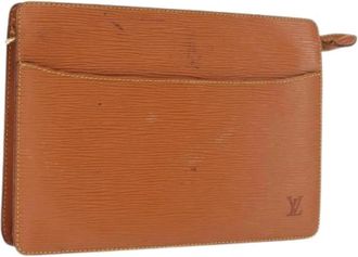 Louis Vuitton Pre-owned Vintage Leren Clutch - Dames - Vintage Clutch - Bruin - ONE Size - Leer - Vintage