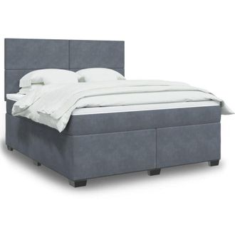 vidaXL Cama Box Spring Con Colch&oacute;n Terciopelo Gris Oscuro 180x200 Cm Vidaxl