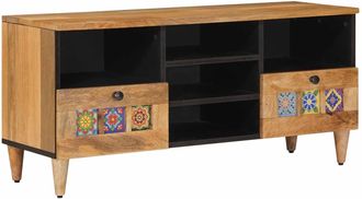 vidaXL Mueble De Tv Natural 100 X 33 X 46 Cm Madera De Mango Maciza Vidaxl