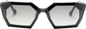 Yohji Yamamoto Zonnebril met geometrisch montuur - Zwart