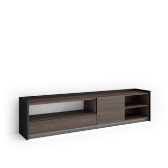 Skraut Home Mueble tv efecto madera roble oscuro y negro 207x37x50cm con led