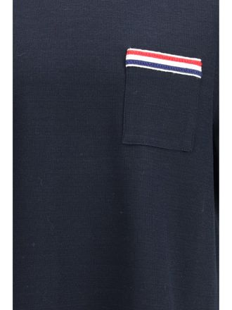 Thom Browne Striped-Trim Cotton-Linen T-Shirt - Navy