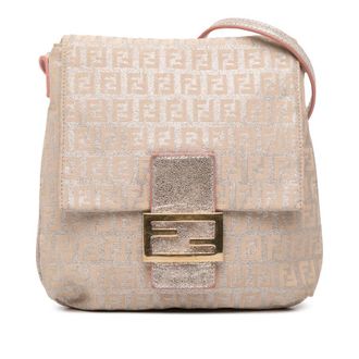 Fendi Pre-owned Fendi Zucchino Metallic Canvas Flap Crossbody Ladies 2201 8BT075 RQ6 058
