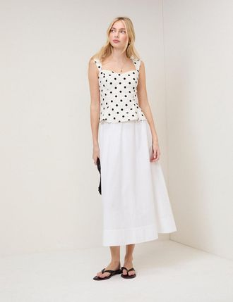 Nobody's Child White Poplin Midi Skirt