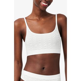 Lacoste Logo Pointelle Bralette in Flour at Nordstrom, Size X-Large