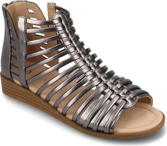 Journee Collection Women & apos;s Delilah Medium and Wide Width Sliver Wedge Sandals