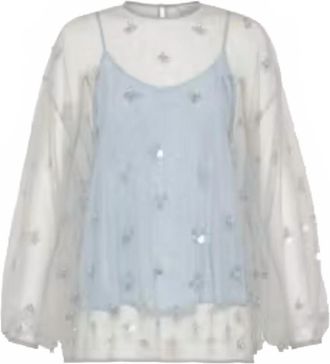 Forte_Forte Womens Sequin Floral Top In Plume