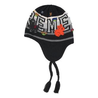 SUPREME FW25 Felt Appliqu&eacute; Earflap Beanie Black FW25BN36-BLACK