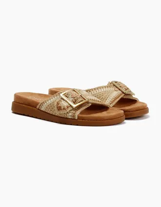 Toms Womens TOMS Marin Slide Textile Womens Dark Beige Sandals - Cream - Size: 3