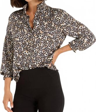 Nic+Zoe Little Leopard Button Front Blouse In Neutral Multi