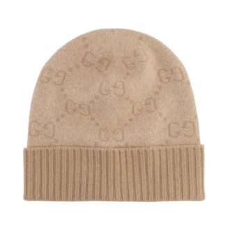 Gucci GG Jacquard Cashmere Beanie - unisex - Gucci - Accessories - Beige - S - Accessories