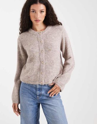 Object Cardigan vestibilit&agrave; ampia color panna con bottoni dorati-Neutro