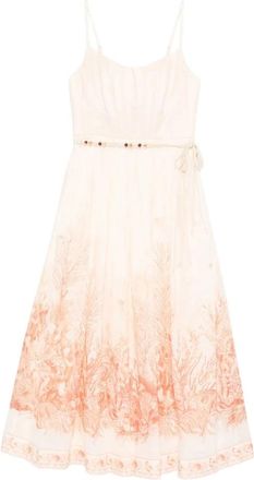 Zimmermann The Wanderlust print midi jurk - Dames - Casual kleedjes - Beige - S - Katoen - Kleedjes