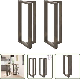 vidaXL Gambe in acciaio - Gambe per tavolo da bar a forma di T 2 pz nere 60x35x(110-111) cm in acciaio