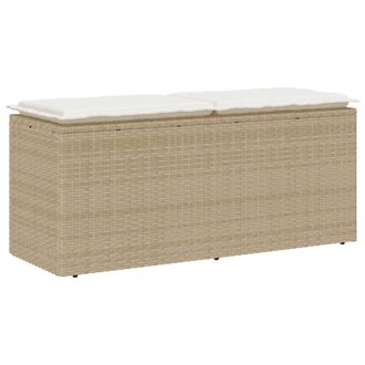 vidaXL Banco De Jard&iacute;n Con Coj&iacute;n Rat&aacute;n Sint&eacute;tico Beige 110x40x44 Cm Vidaxl