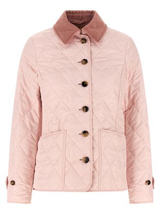 Burberry Pink Quilted Shirt Collar Jacket
