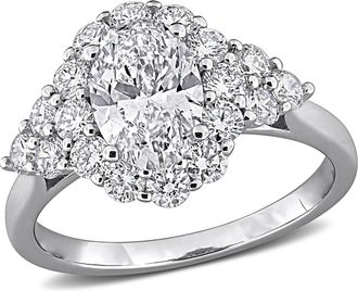 Mimi & Max Created Forever 2 1/4ct TGW Oval Round-Cut Lab-Grown Diamond Halo Engagement Ring Sterling Silver