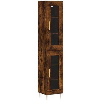 vidaXL Vidaxl - Aparador De Madera Contrachapada Roble Ahumado 34,5x34x180 Cm