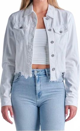 Hidden Jeans Frayed Edge Denim Jacket In White