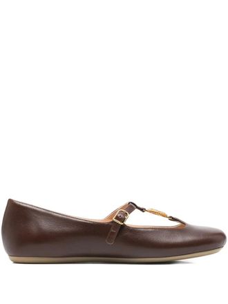 Chloé Leonore ballet flats - women - Rubber/Leather/Lamb Skin - 37.5 - Brown