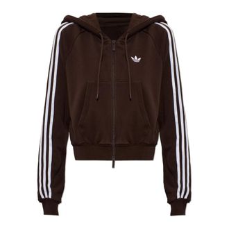 adidas Graphic Short Front Zip Track Top - Dames - Vesten met rits - Bruin - S - Katoen - Hoodies & sweatvesten