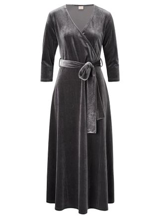 Sienna Samtkleid in Wickeloptik SIENNA Dunkelgrau