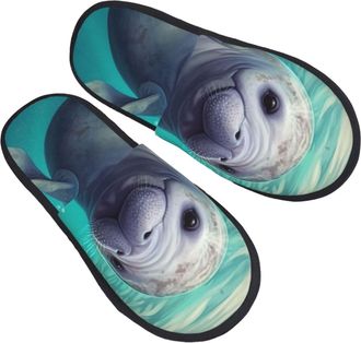 Generic Camping Slippers Cute Sea Animal Soft House Slippers Portable Anti-Slide Slipper For Winter Home Room L