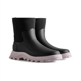 Hunter Womens City Explorer Short Boot In Black/tempered Mauve