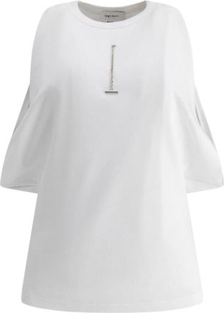 Alexander McQueen Witte Geribbelde Tanktop Ketting Sluiting - Dames - Blouses - Wit - M - Katoen - Overhemden