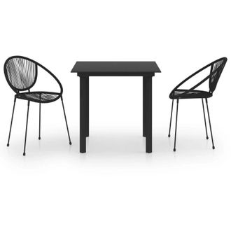 vidaXL 3 Pcs Dining Set Para Black Pvc Vime Garden