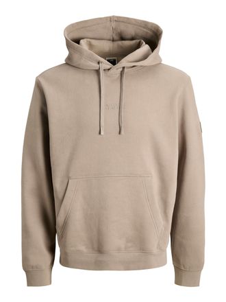 Jack & Jones Kapuzensweatshirt JACK & JONES JCOPOINT SWEAT BADGE HOOD BF, Herren, Gr. XS, desert taupe print:jj, angeraute Sweatware, Obermaterial: 72% Baumwolle, 