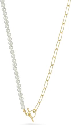 Glaze Jewelry Sterling Silver Cultured Pearl & Paperclip Toggle Necklace