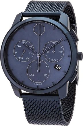 Movado Bold Thin Chronograph Quartz Blue Dial Mens Watch 3600633
