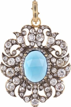 Sylva & Cie. 18kt yellow gold topaz and diamond pendant