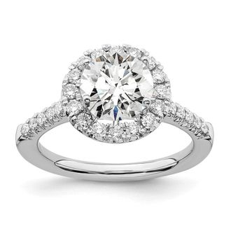 Diamond2Deal 14K White Gold 1/2 Ct Lab Grown Diamond Round Halo Engagement Ring