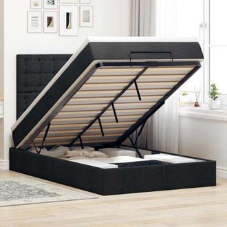 vidaXL Estructura Cama Otomana Colch&oacute;n Tela Negro 120x200cm Vidaxl