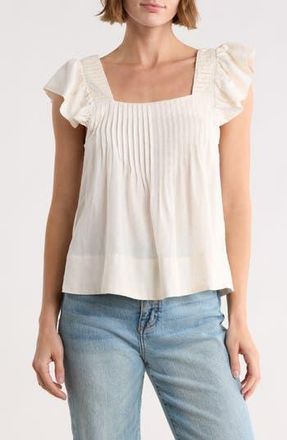 Joie Flutter Sleeve Square Neck Linen Blend Top in Natural at Nordstrom Rack, Size X-Small