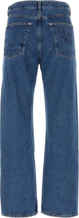 Palm Angels Mens Cargo-Pocket Denim Jeans Blue Cotton