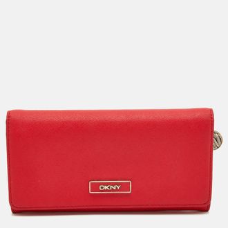 DKNY Dkny Red Leather Flap Continental Wallet