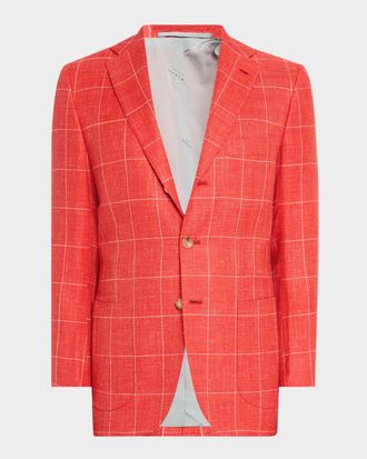 Kiton Men & apos;s Cashmere-Blend Windowpane Sport Coat