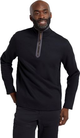 Mountain Warehouse Beta Contrast Mens Zip-Neck Top - Lightweight, Half Zip Pullover, Bonded Fleece Sweatshirt, Warm, Sweater - For Spring Summer, Walking, Travel Black 3