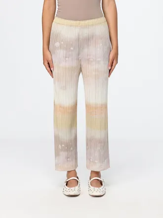 Pleats Please Issey Miyake Pantaloni cropped svasati in cr&ecirc;pe plissettato