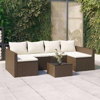 vidaXL Set Divani da Giardino 2 pz con Cuscini in Polyrattan Marrone vidaXL