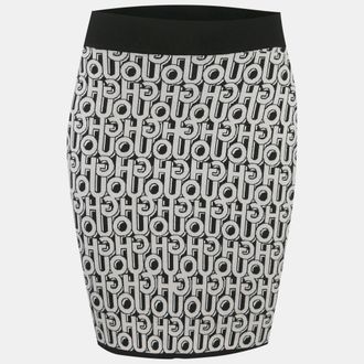 HUGO BOSS Hugo By Hugo Boss Black Logo Intarsia Knit Mini Skirt S