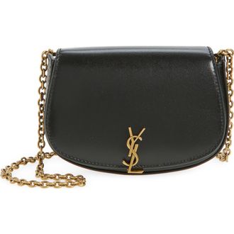 Saint Laurent Mini Cassandre Chain Crossbody Bag in Noir at Nordstrom