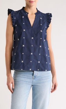 Gibsonlook Decked Out Sleeveless Top in Navy Embroidered at Nordstrom Rack, Size Xx-Small