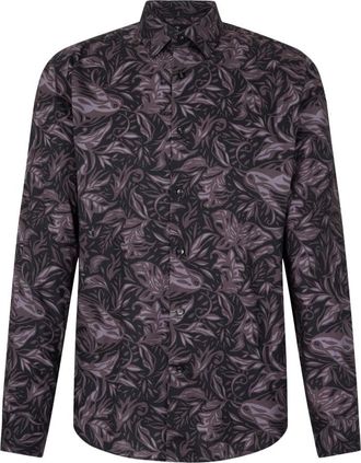 Joop Losvallend overhemd met plantmotiefprint - Heren - Casual Overhemden - Veelkleurig - L - Katoen - Overhemden