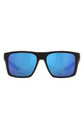 Costa Pargo 60mm Mirrored Polarized Square Sunglasses in Matte Black at Nordstrom